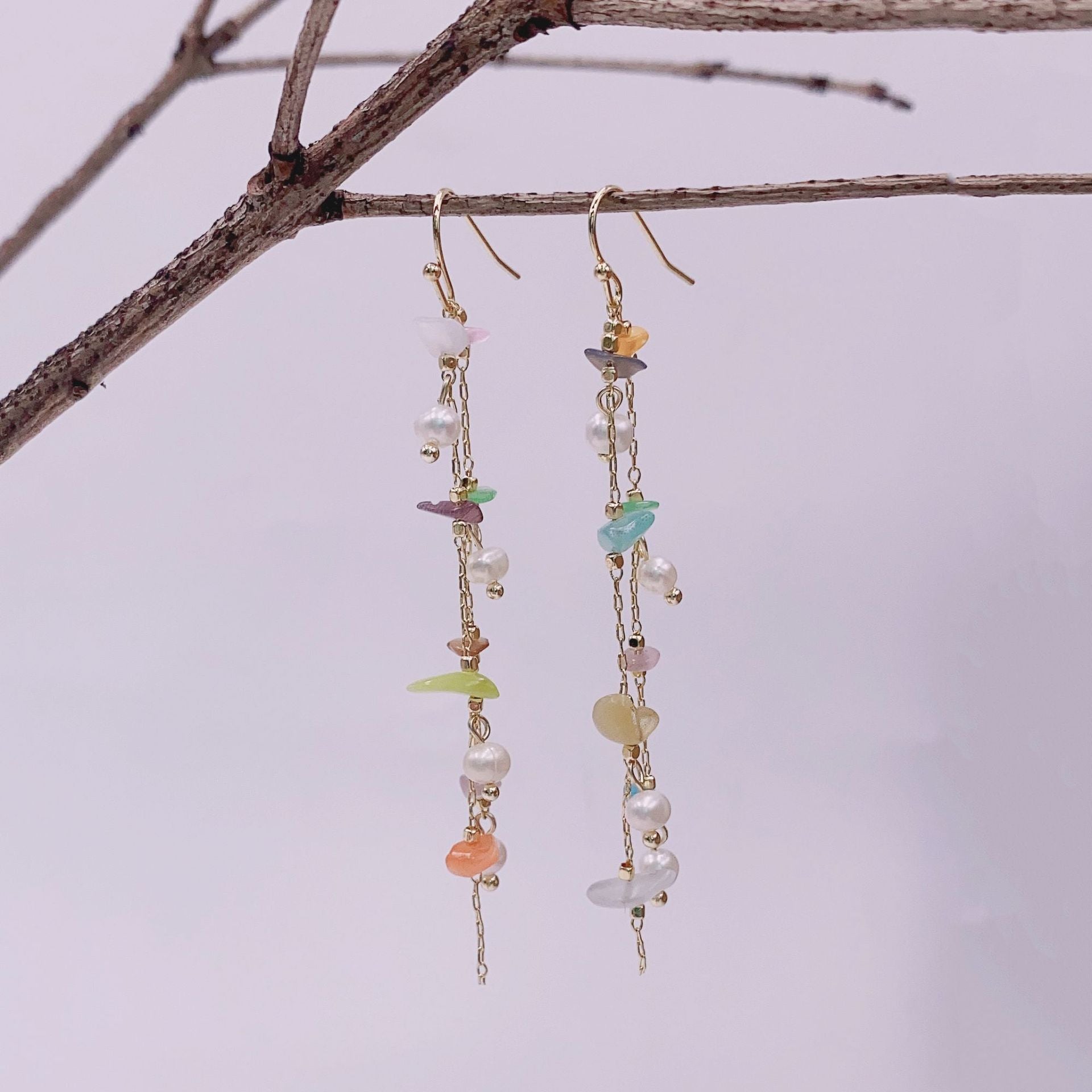 Wholesale Baroque Pearl Natural Color Stone Earrings